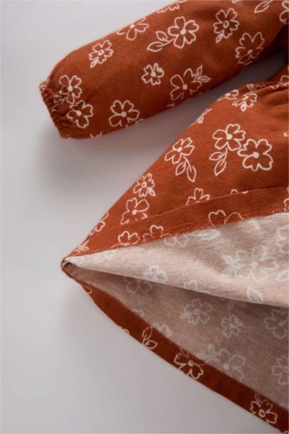 فستان بيبي بناتي فلورال كم طويل بياقة كبيرة