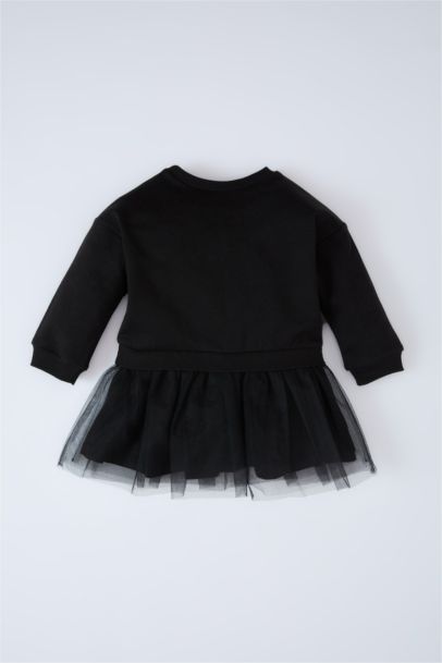 فستان بناتي ردن طويل بطبعة شعار بياخة مستديرة