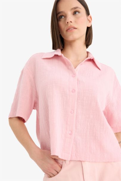 Oversize Fit Linen Look Short Sleeve Shirt