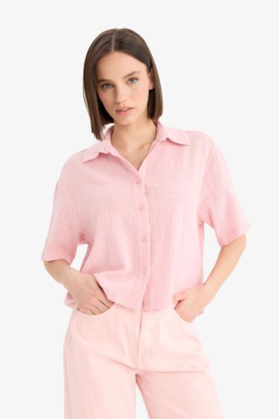 Oversize Fit Linen Look Short Sleeve Shirt