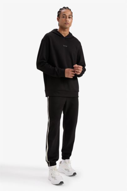 بنطلون سويت بانتس جوجر قماش سكوبا قصة عادية  أسود من DeFactoFit