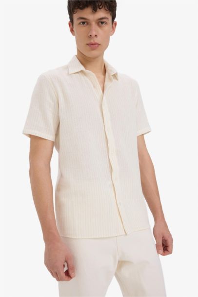 Regular Fit Polo Neck Cotton Summer Shirt