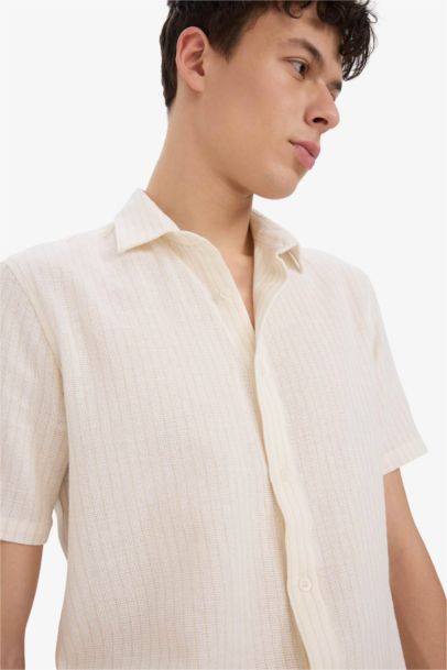 Regular Fit Polo Neck Cotton Summer Shirt
