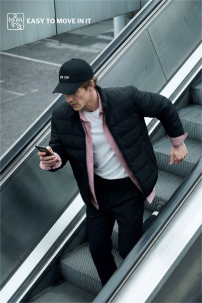 Slim Fit тік жағалы астарлы резеңкелі және сыдырмалы су өткізбейтін куртка