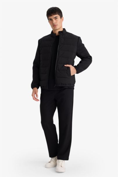 Slim Fit High Neck Zippered Puffer Jacket