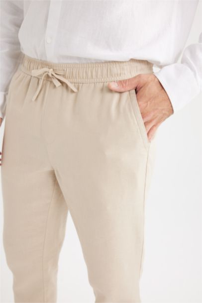 Yazlık Jogger Keten Düz Paça Pantolon