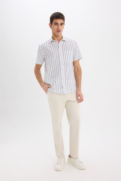 Regular Fit Polo Collar Cotton Short Sleeve Shirt