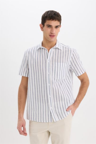 Regular Fit Polo Collar Cotton Short Sleeve Shirt