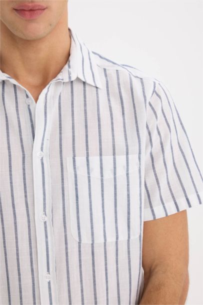 Regular Fit Polo Collar Cotton Short Sleeve Shirt