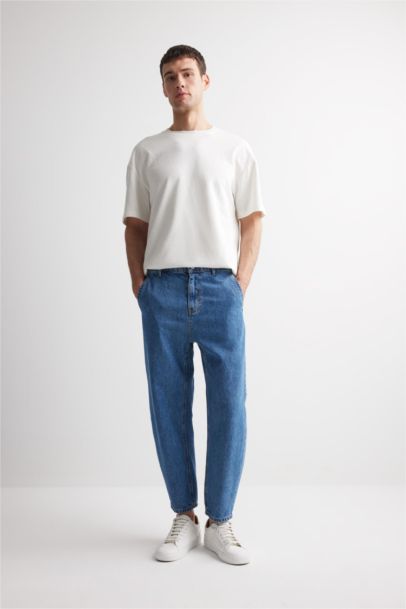 Relaxed Slouchy Fit Carrot Fit Normal Waist Washed Jeans