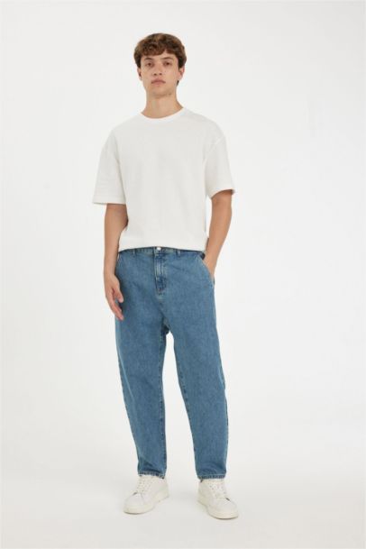 Relaxed Slouchy Fit Carrot Fit Normal Waist Washed Jeans