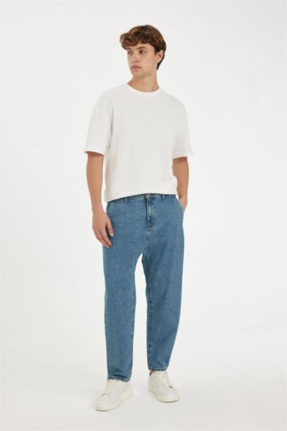 Relaxed Slouchy Fit Carrot Fit Normal Waist Washed Jeans