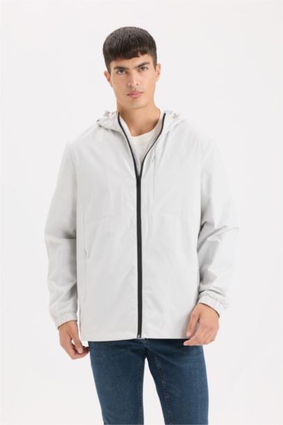 Regular Fit Hooded Cotton Lined Zippered Jacket