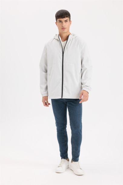 Regular Fit Hooded Cotton Lined Zippered Jacket