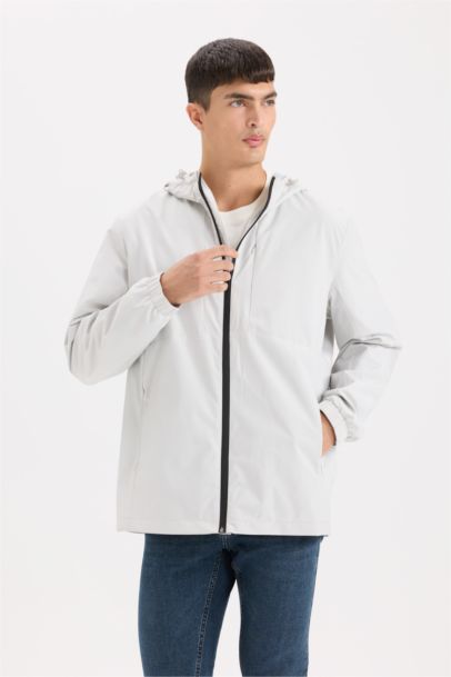 Regular Fit Hooded Cotton Lined Zippered Jacket