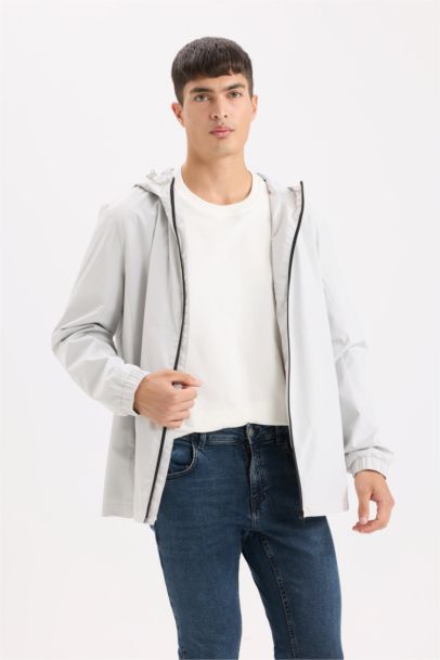Regular Fit Hooded Cotton Lined Zippered Jacket
