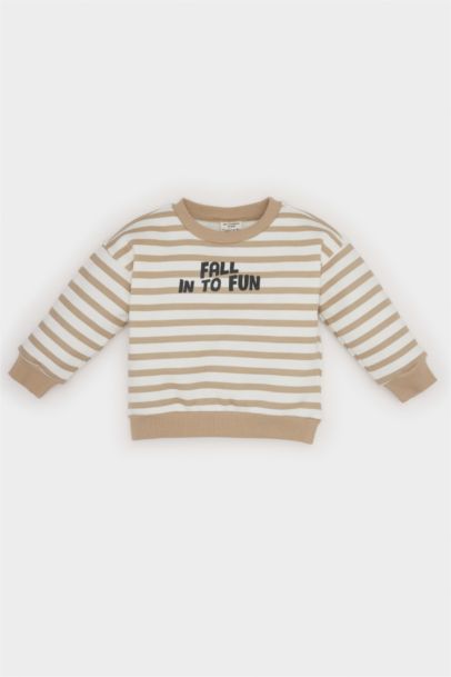 Sweatshirt rayé à col rond pour bébé garçon