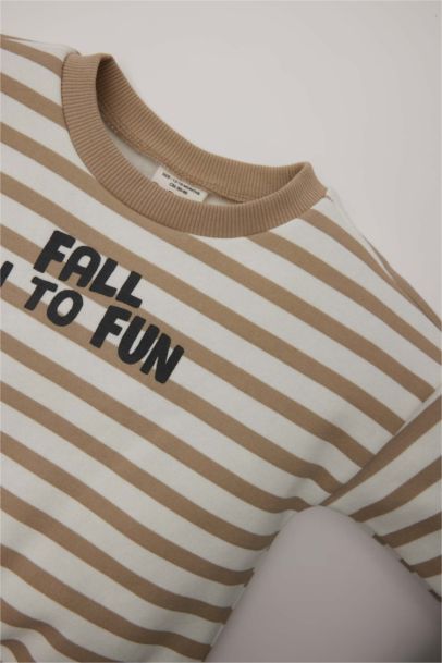 Sweatshirt rayé à col rond pour bébé garçon