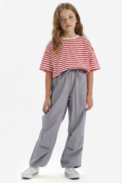 Paraşüt Jogger Paça Pamuklu Pantolon Kız Çocuk