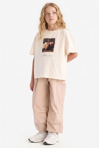 Paraşüt Kargo Jogger Paça Pamuklu Pantolon Kız Çocuk