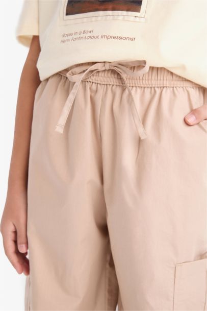 Paraşüt Kargo Jogger Paça Pamuklu Pantolon Kız Çocuk