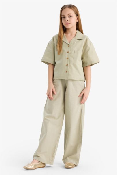 Wide Leg Cotton Trousers