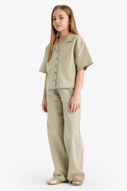 Wide Leg Cotton Trousers