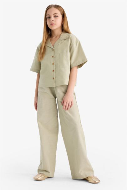 Wide Leg Cotton Trousers