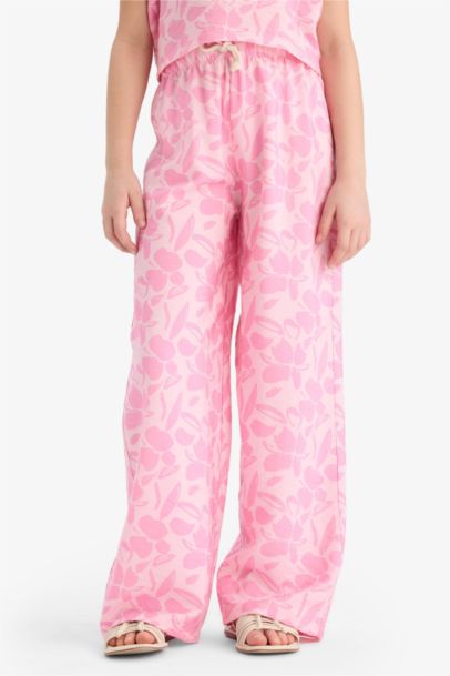 Girl Palazzo Wide Leg Floral Patterned Trousers