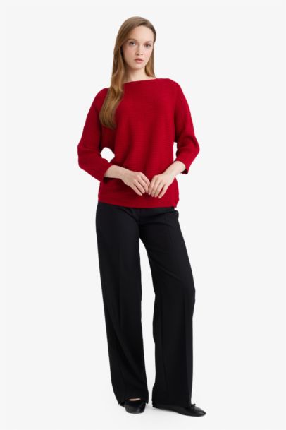 Boat Neck Knit Pullover