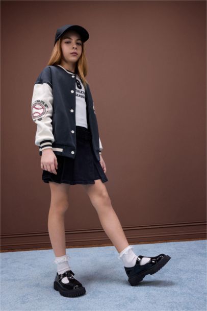 Girl Belted Denim Short Skort