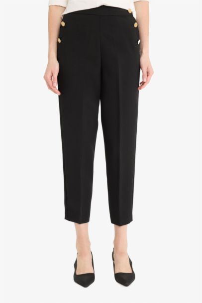 Pantalon droit taille haute à poches Coupe carotte