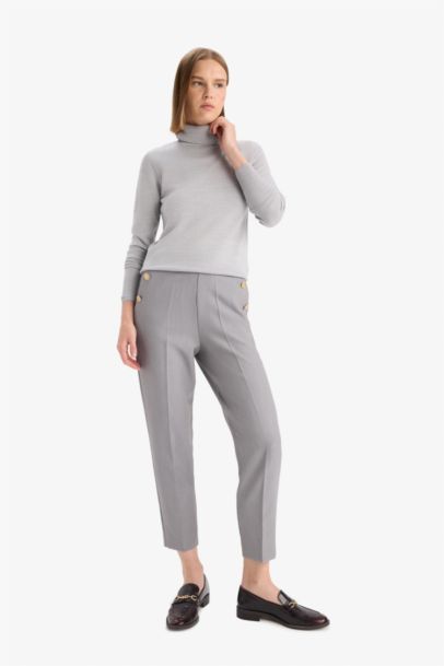 Pantalon droit taille haute à poches Coupe carotte