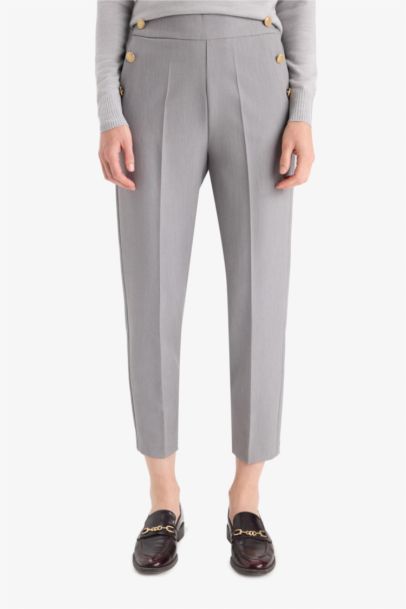 Pantalon droit taille haute à poches Coupe carotte