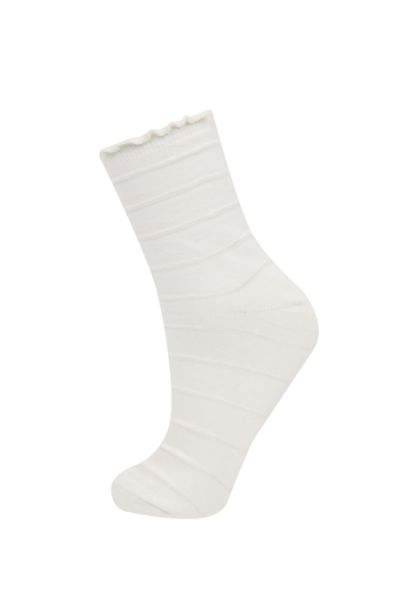 Woman Seamless Ruffled 2 Piece Cotton Long Socks