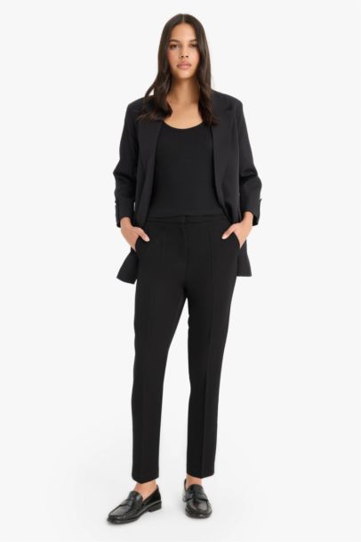 Double Pocket High Waist Straight Leg Trousers