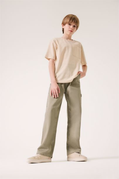 تيشيرت اولادي بيزك سادة نص كم قصة عادية برقبة مستديرة