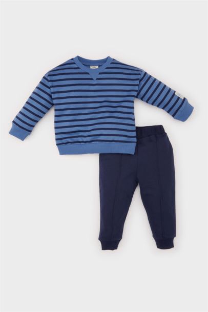 Ensemble de sweatshirt rayé à col rond et jogging pour bébé garçon