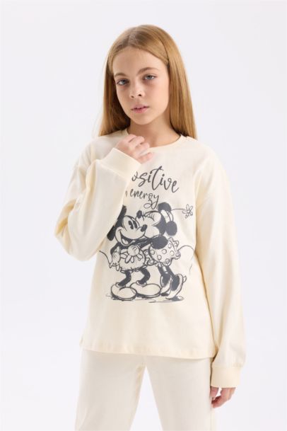 طقم بيجاما بناتي قصة عادية من ديزني ميكي وميني - قطعتين