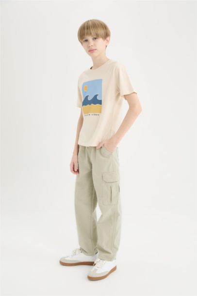 Loose Fit Standart Paça Gofre Dokulu Pantolon Erkek Çocuk