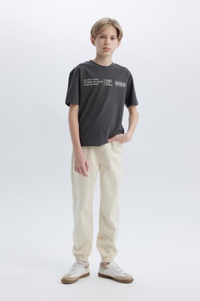 Jogger Fit Standart Paça Gabardin Pantolon Erkek Çocuk