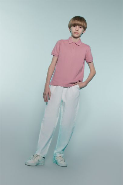 Polo Yaka Basic Düz Kısa Kollu Tişört Erkek Çocuk