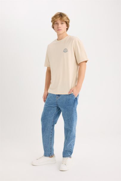 تيشيرت نص ردن اوفر سايز بياخة مستديرة