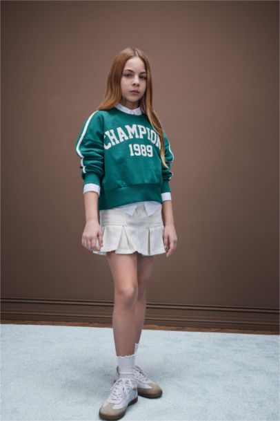 Girl Gabardine Pleat Skirt