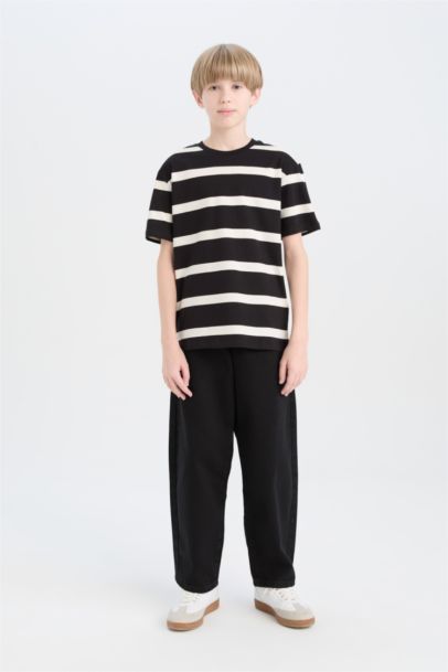 T-shirt rayé à col rond et manches courtes pour garçon