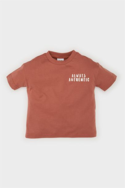 Bisiklet Yaka Baskılı Kısa Kollu Tişört Erkek Bebek