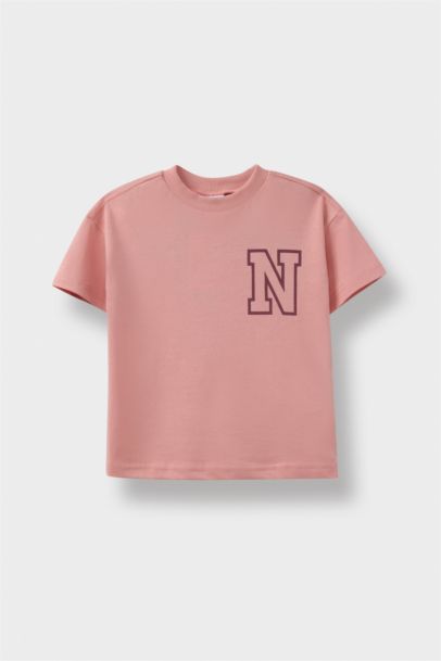 Bisiklet Yaka Baskılı Kısa Kollu Tişört Erkek Bebek