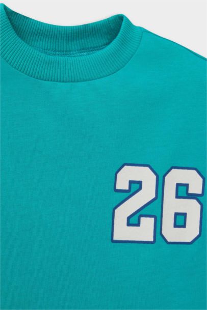 Bisiklet Yaka Baskılı Kısa Kollu Tişört Erkek Bebek