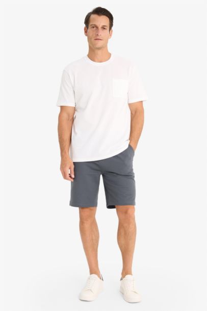 %100 Pamuk New Regular Fit Bisiklet Yaka Kısa Kollu Basic Düz Beyaz Pike Tişört