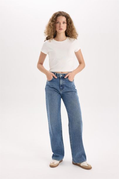 90's Wıde Leg Yüksek Bel Geniş Paça Uzun Jean Pantolon